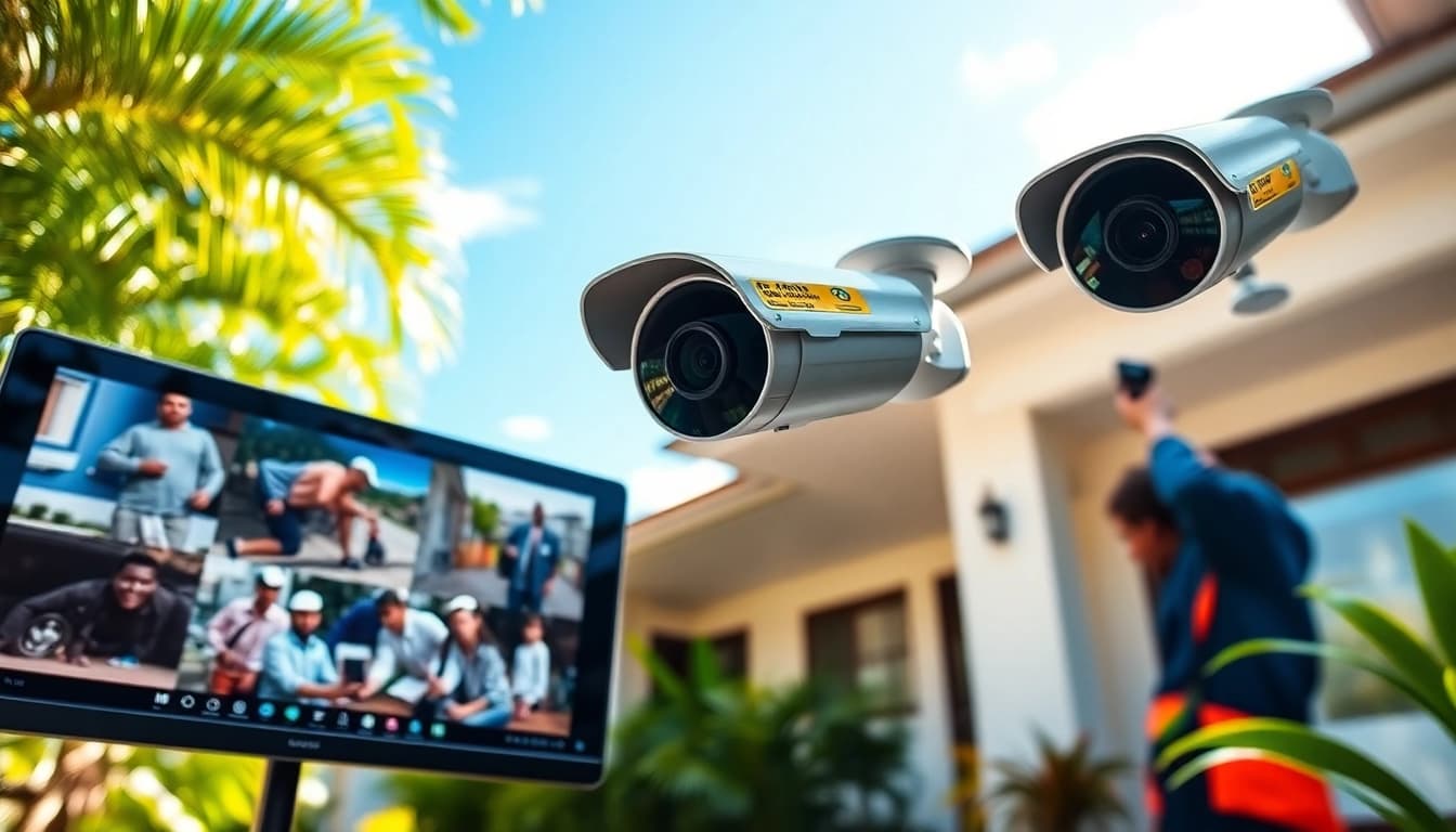 Cámaras de seguridad en Liberia instaladas en una vivienda, mostrando tecnología avanzada e instalación profesional.