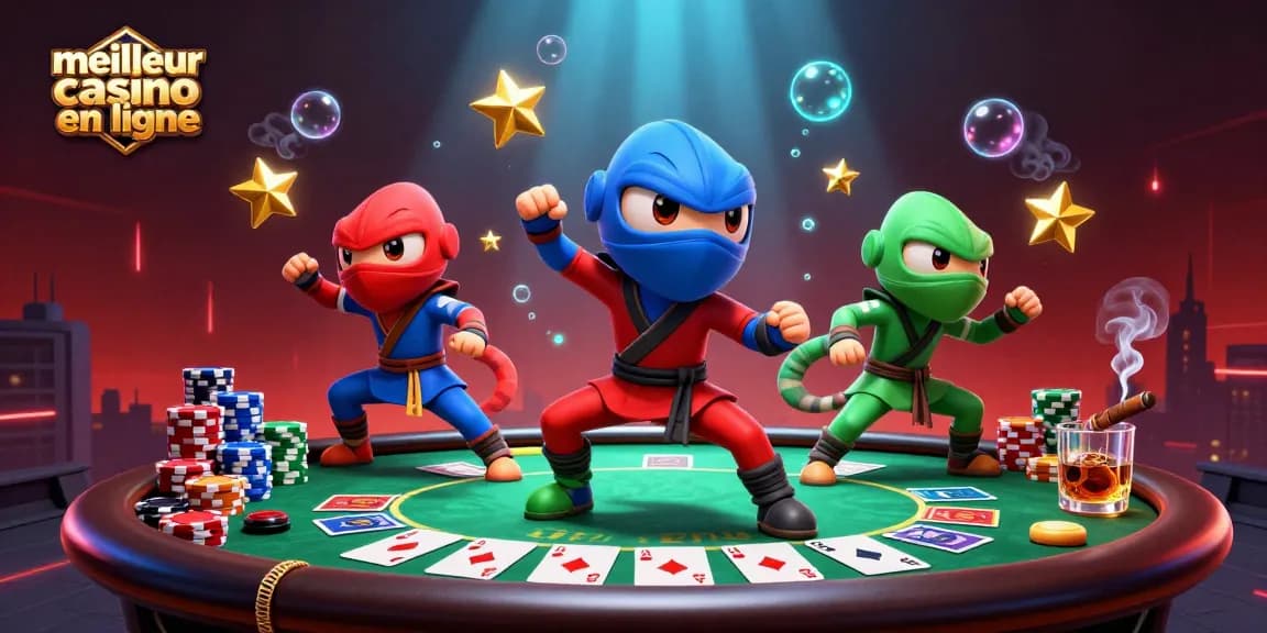 Jouez au meilleur casino en ligne avec nos caméléons ninjas au poker et ambiance palpitante.