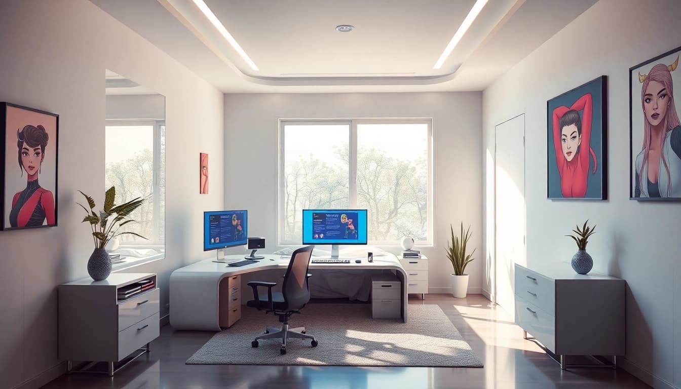 Explore advanced nsfw ai chatbots in a modern, immersive bedroom setting.