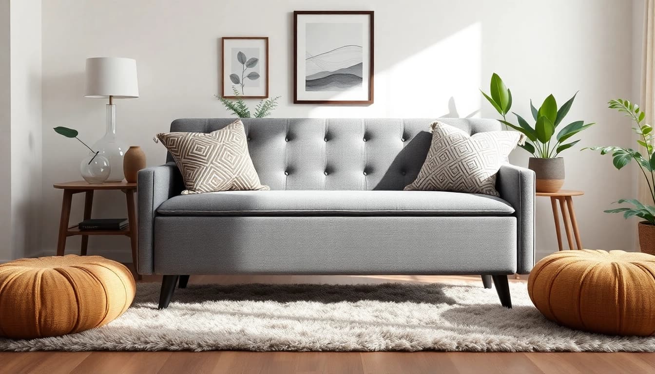 Stylish Storage Bench enhancing a cozy living room with decorative pillows and natural light.