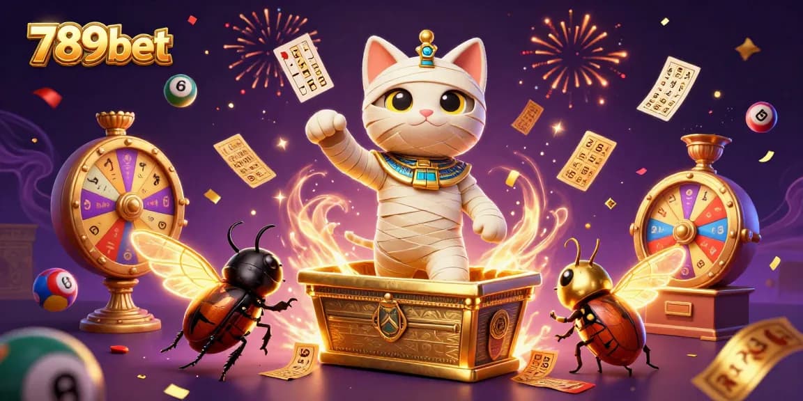 Experience thrilling gameplay with 789bet as the Egyptian mummy cat and friends burst into a vibrant casino world.