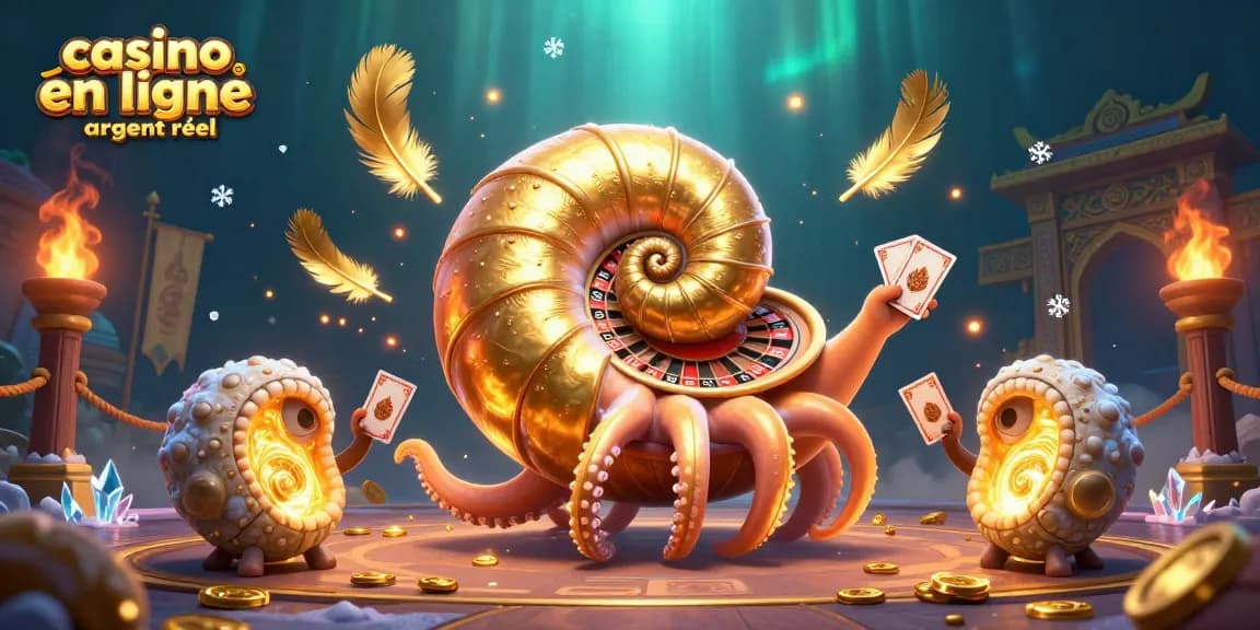 Jouez au casino en ligne argent réel avec une illustration dynamique de la roulette et des cartes entourées d’une ambiance captivante.