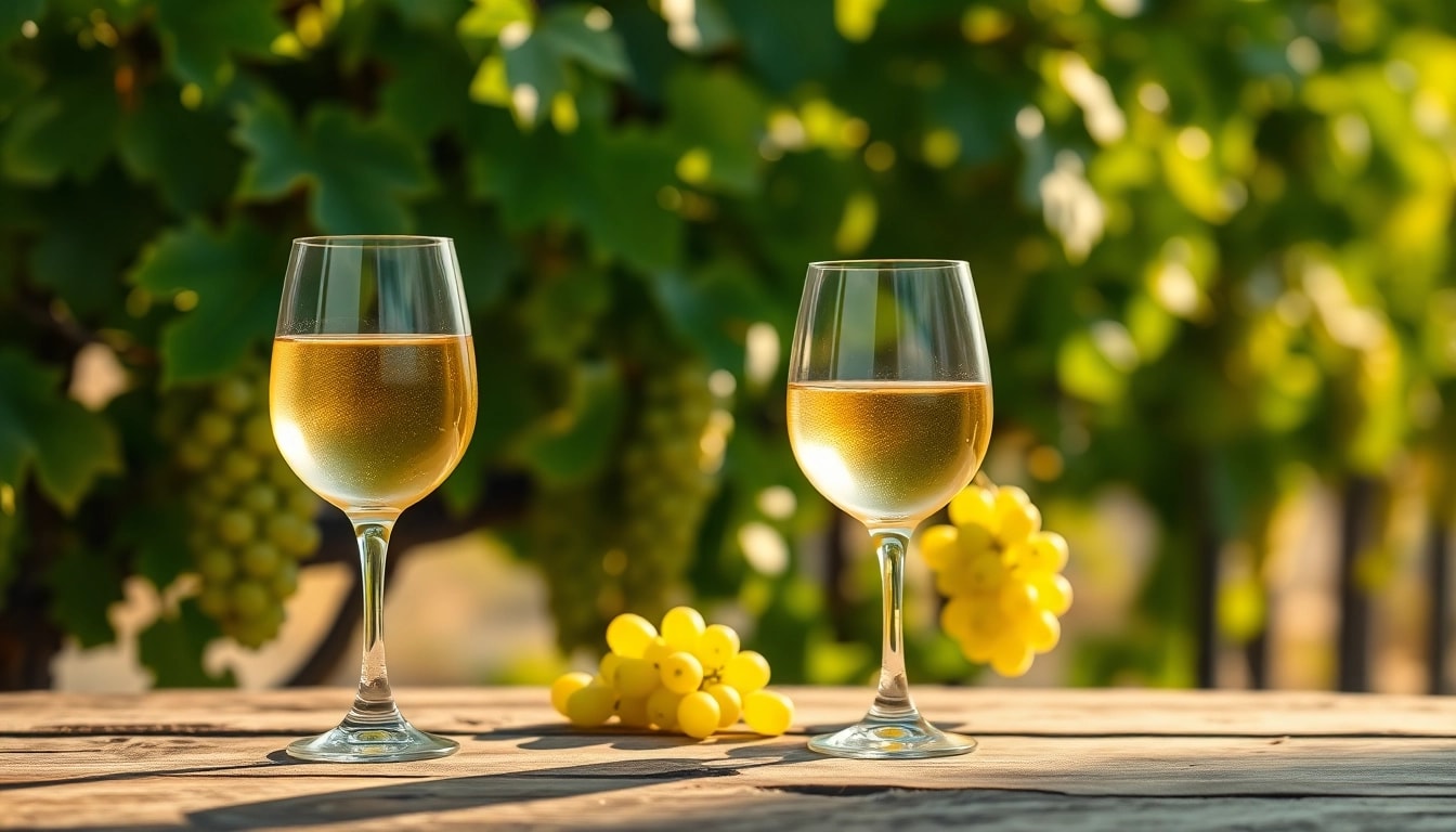 Savoring Chenin Blanc wine in a serene outdoor setting with vibrant grapevines.