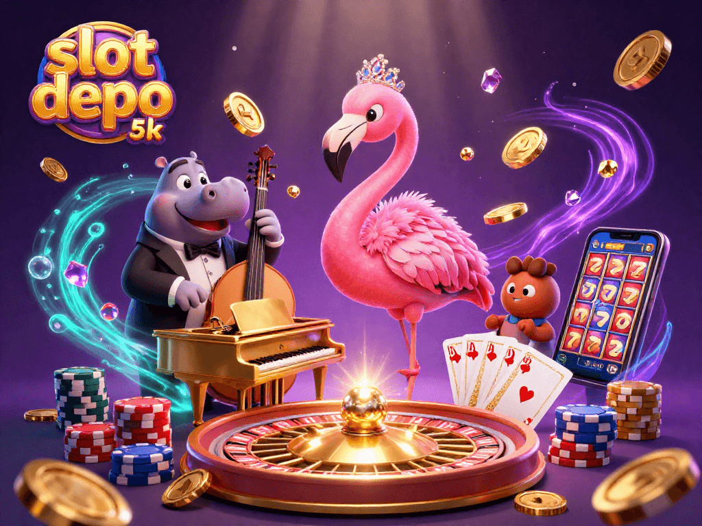 Experience thrilling gameplay with the slot depo 5k featuring vibrant characters and casino elements.