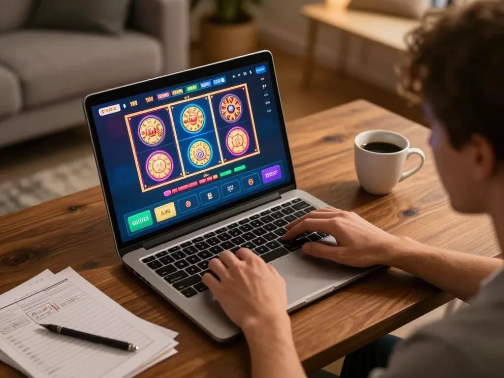 Player enjoying casino stranieri che accettano italiani games on laptop at home, showcasing engaging gameplay.