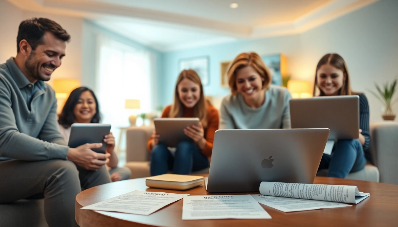 Engaging family scene showcasing electronics with an extended warranty provider theme.