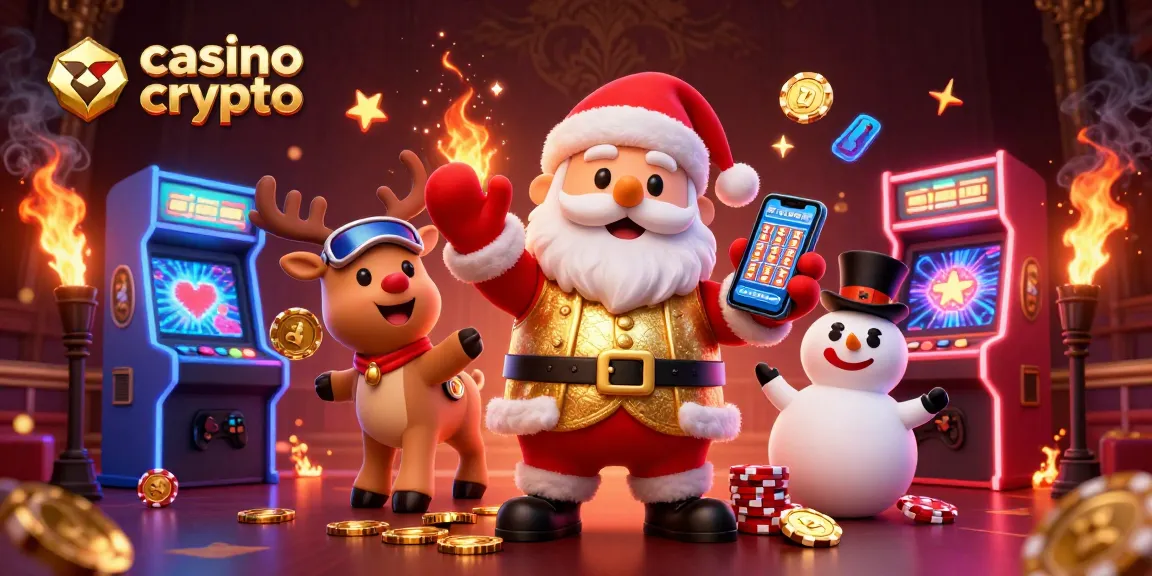 Découvrez l'excitation du casino crypto avec le père Noël et ses amis, prêts à jouer aux machines à sous.