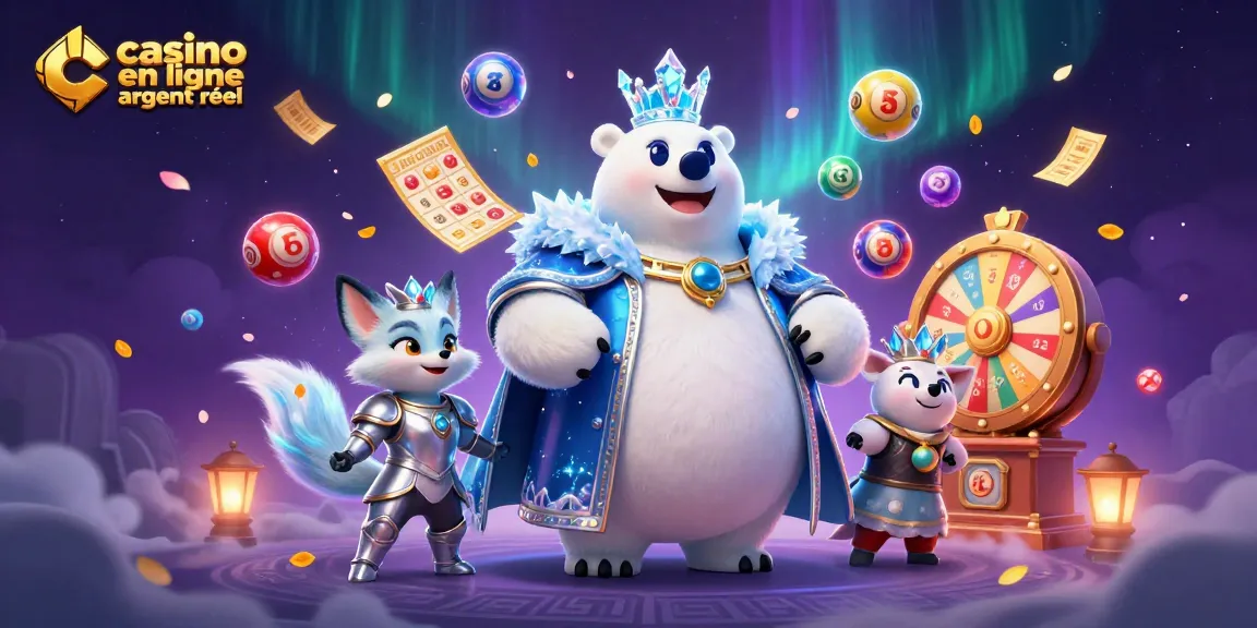 Casino en ligne argent réel avec des personnages 3D dynamiques dans une scène remplie de jeux et de lots colorés.