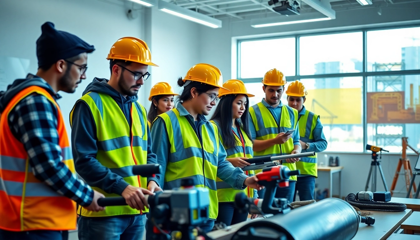 Hands-on construction training programs engaging students with tools for skill development.