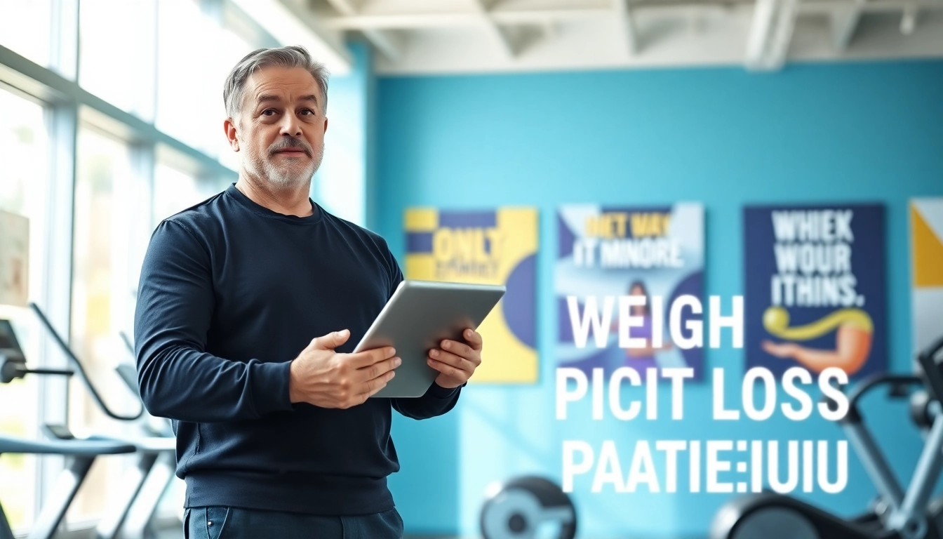 Fitness coach sharing tips to help break a weight loss plateau in a vibrant gym environment.