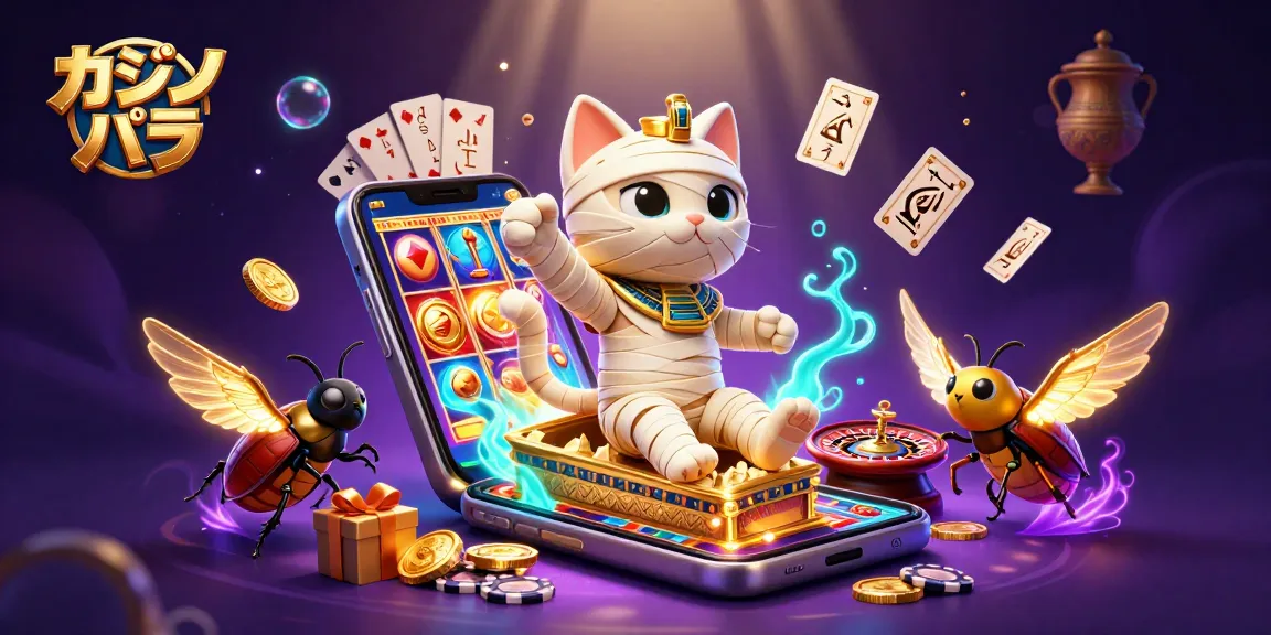 カジノ バカラでプレイヤーを魅了する古代エジプトの猫とスカラベのイラスト