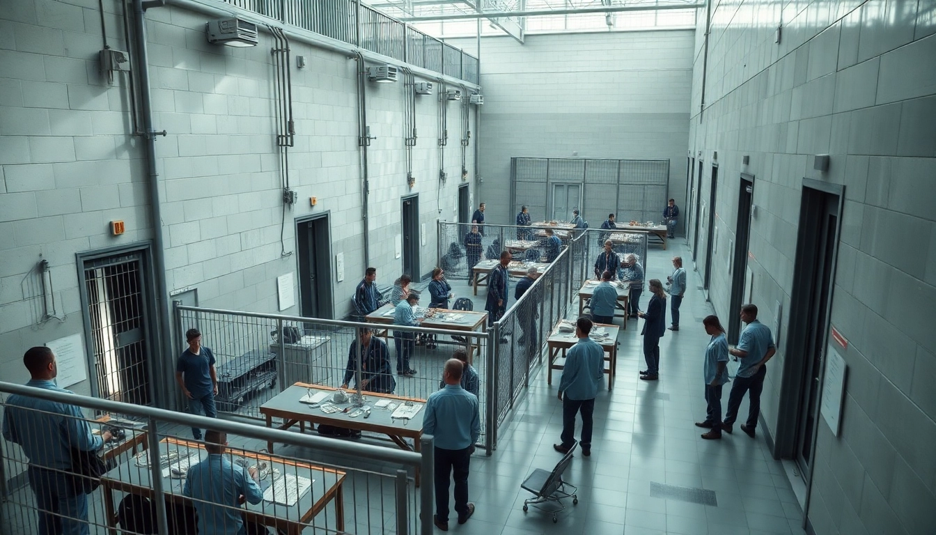 Engaging Orange County Inmate search scene in a prison facility showcasing interactions.