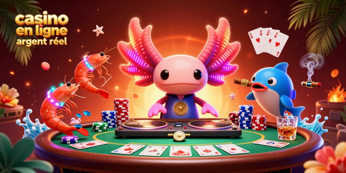 Jouez et gagnez dans un casino en ligne argent réel avec une illustration animée captivante.