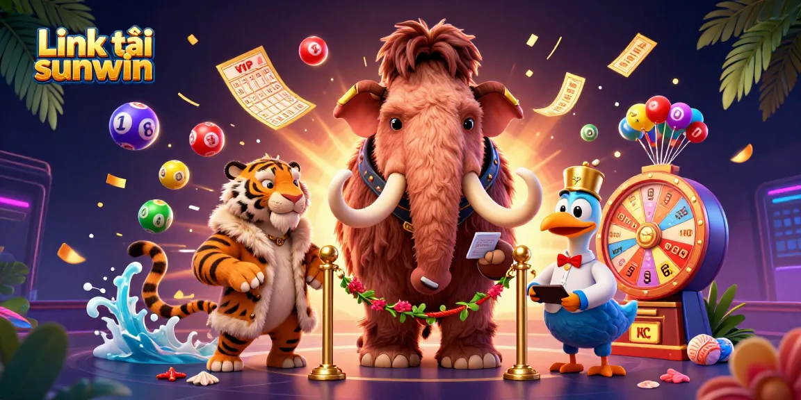 Engage in the excitement of Link tải sunwin with vibrant lottery elements and dynamic casino characters.