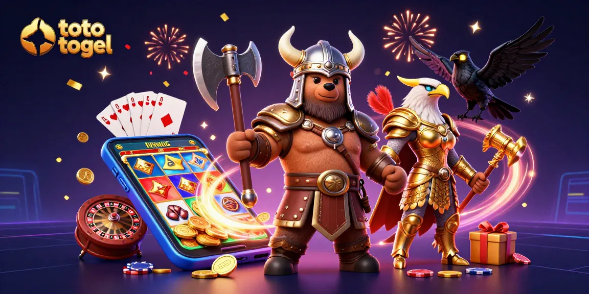 Experience thrilling wins with toto togel in this vibrant, dynamic 3D casino illustration.