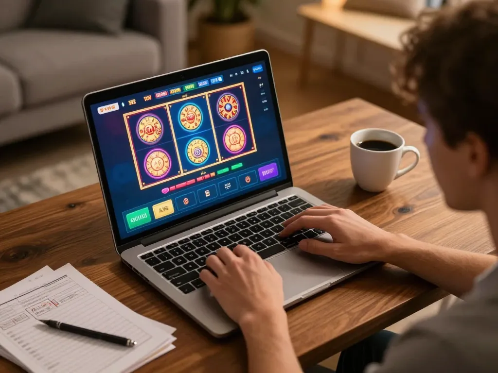 Player enjoying casino stranieri che accettano italiani games on laptop at home, showcasing engaging gameplay.
