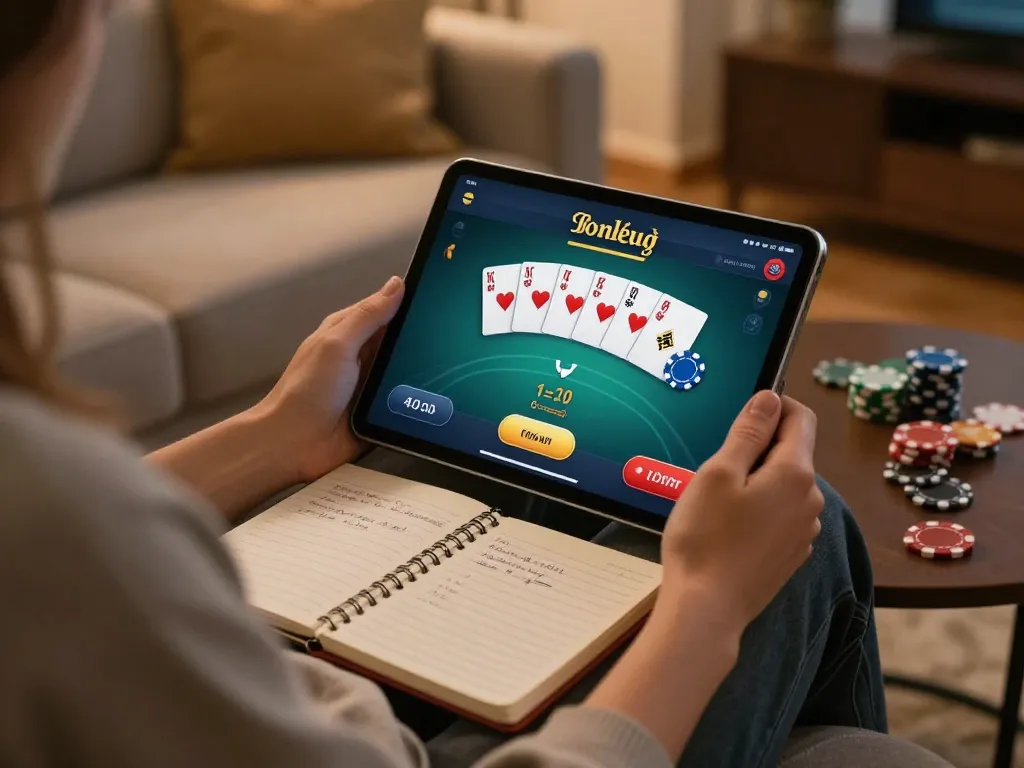 Enjoying online casino non aams per italiani on a tablet in a cozy home setting