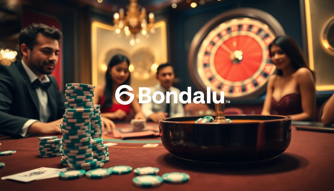 Bongdalu enhances excitement at a luxury casino with players enjoying poker and roulette.