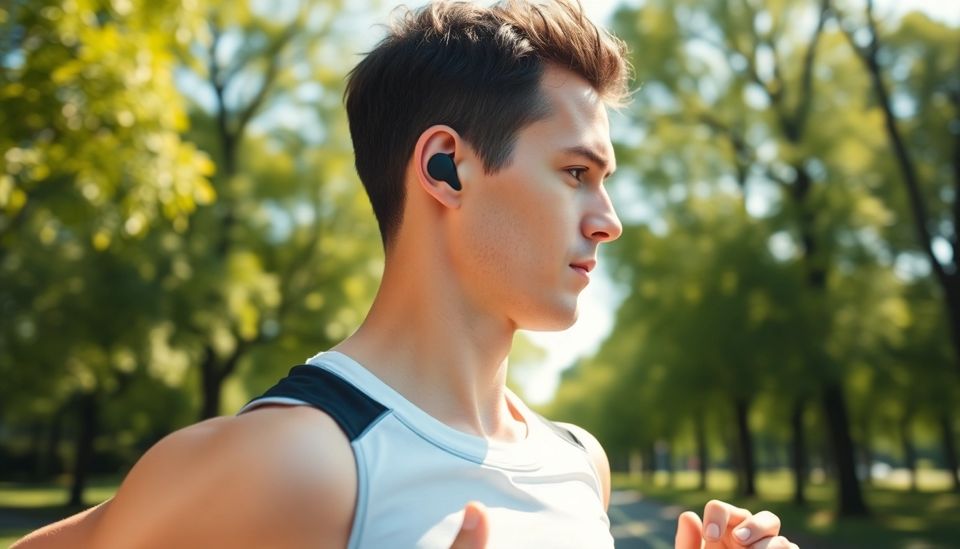 Enhance your workout with Bone X1 Bone Conduction Headphones, stylishly worn by an athlete jogging outdoors.