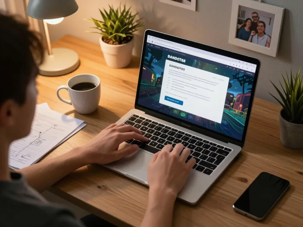 Player maximizing potential with BANDOT88 link through online gaming strategies at home.