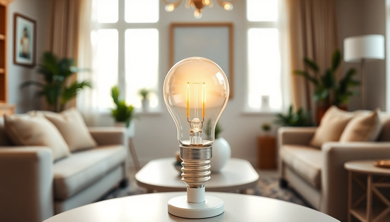 Showcase of a g16 bulb enhancing a cozy living room with warm lighting and elegant decor.