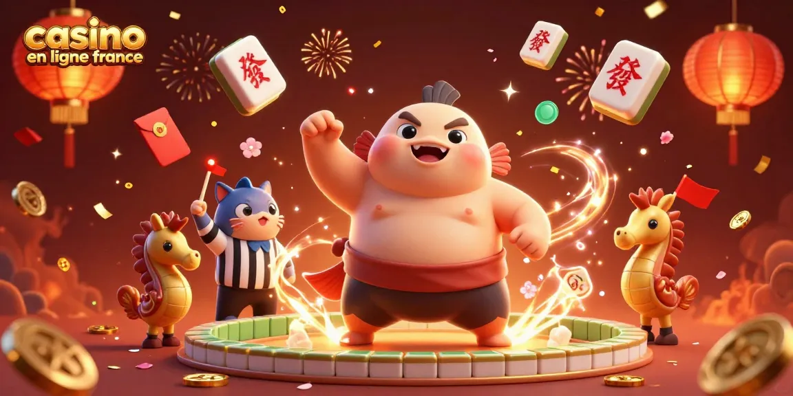 Jouez sur un casino en ligne France avec des personnages animés entourés d'éléments festifs et ludiques.