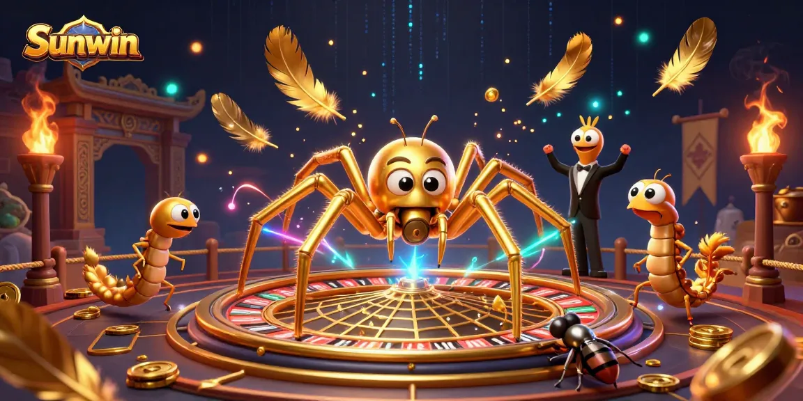 Engage in thrilling gambling adventures with Sunwin, featuring a golden spider and creative roulette wheel.