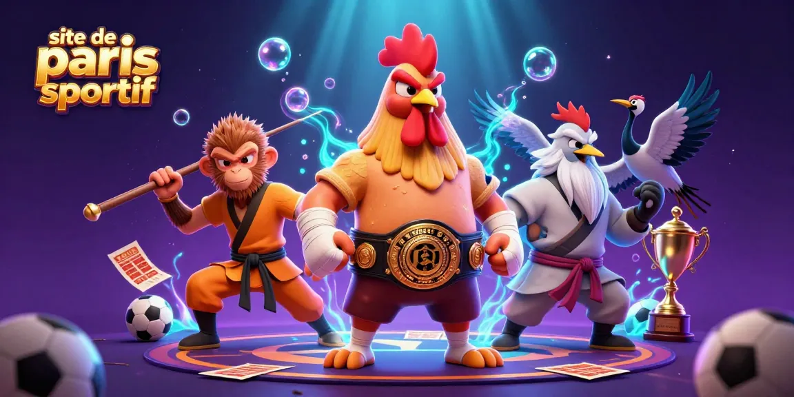 Engagez-vous sur un site de paris sportif avec un rooster de Muay Thai et un monkey martial artistique.