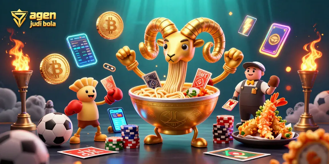 Bettors engaging with agen judi bola offerings, featuring dynamic betting elements and vibrant characters.