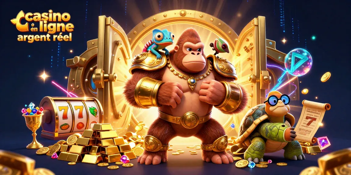Les personnages de casino en ligne argent réel s'affichent avec leurs trésors dorés et objets scintillants