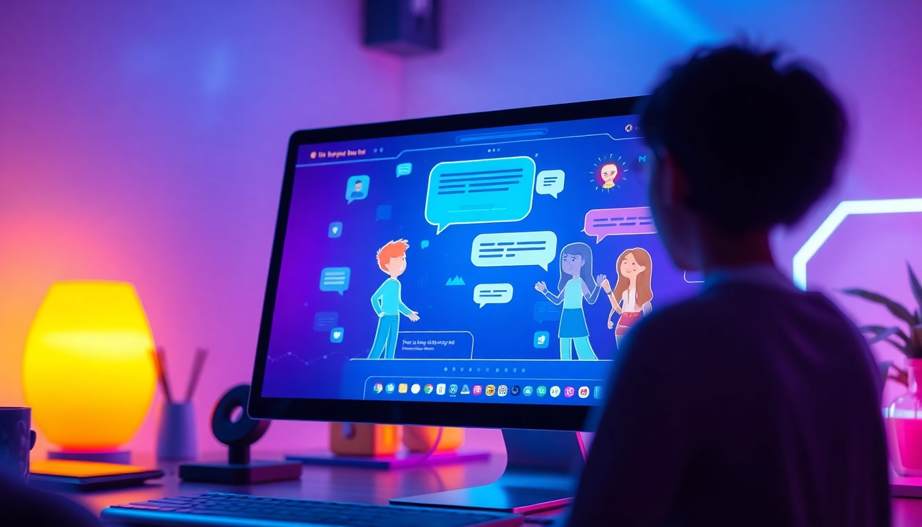 Experience engaging sex chat AI interactions with vibrant digital displays and animated characters.