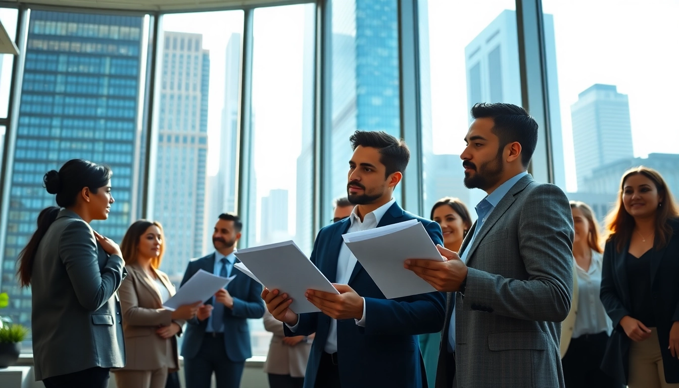 People discussing job in chicago opportunities in a dynamic office setting.