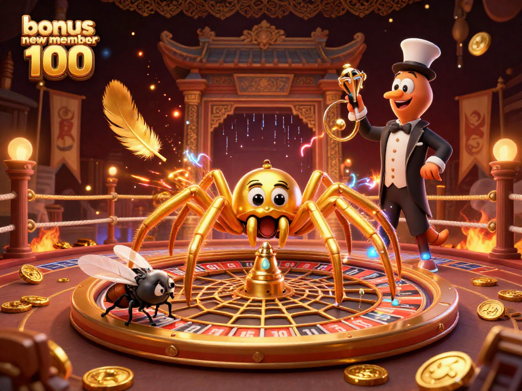 Experience thrilling gameplay with bonus new member 100 in this vibrant casino scene featuring unique characters and elements.
