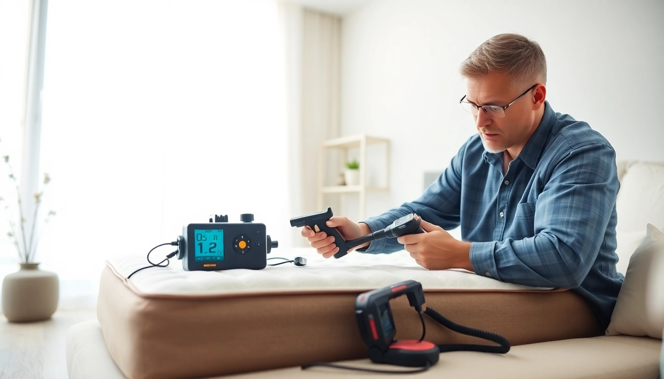 Local bed bug exterminators performing effective treatment in a clean, bright home environment.