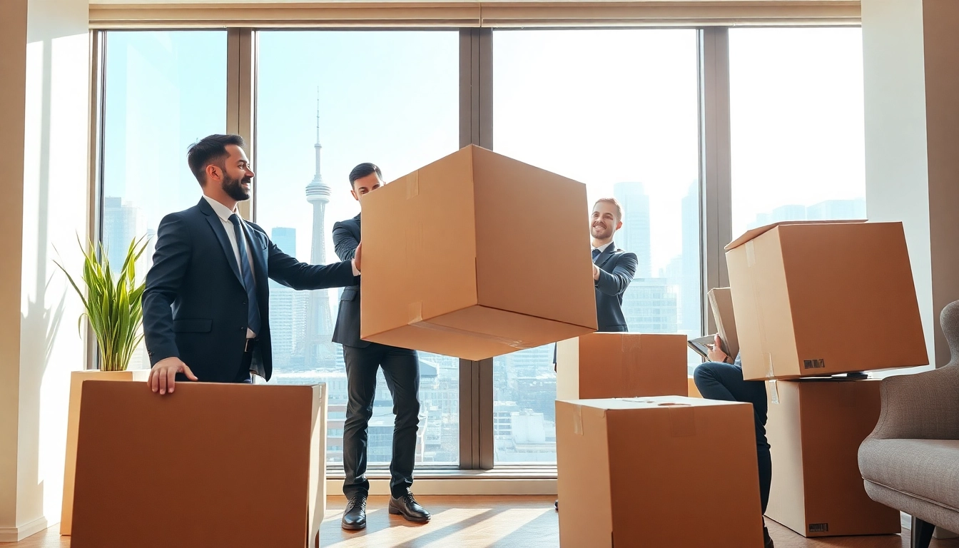 Best Toronto Movers efficiently handling moving boxes in a modern apartment setting.