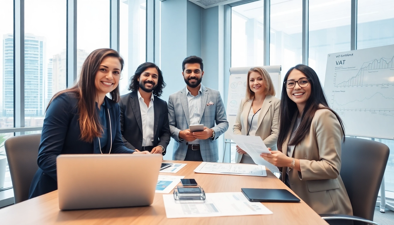 VAT Services in UAE consultants collaborating in a professional office setting.
