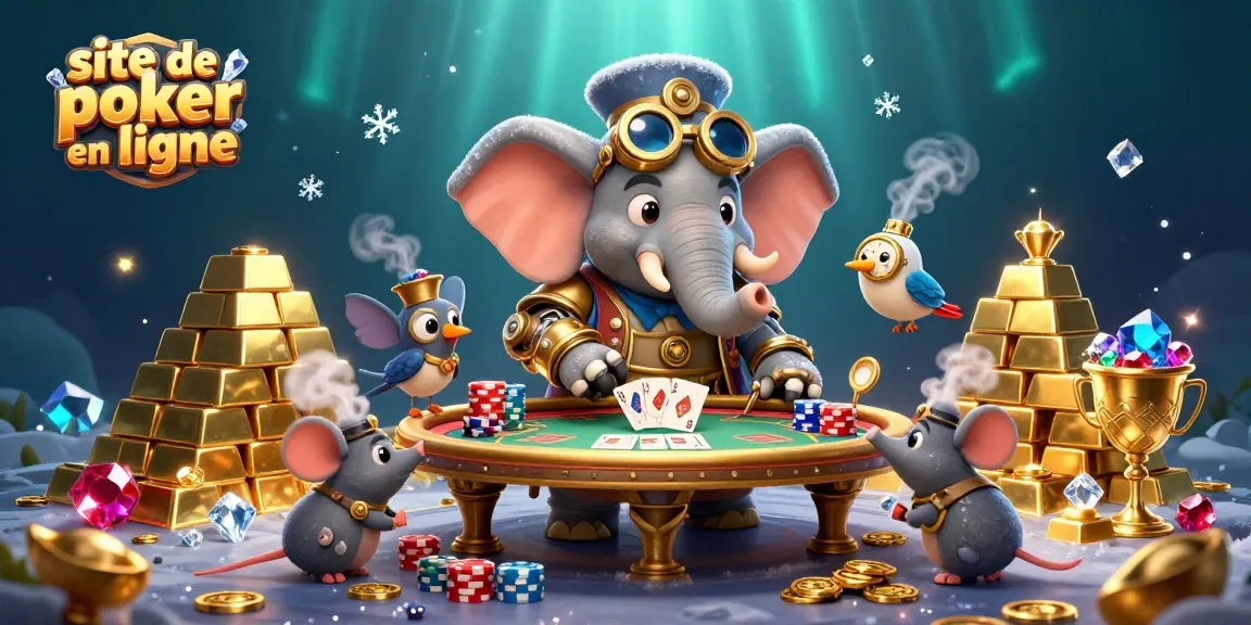 Jouez sur le site de poker en ligne avec des éléments de jeu colorés et riches en détails.