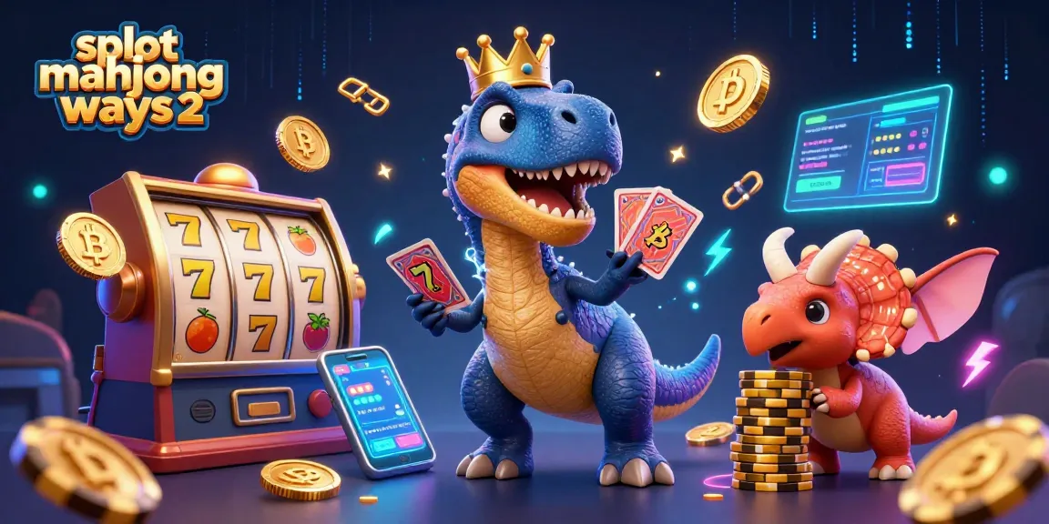 Spin for rewards in slot mahjong ways 2 with a whimsical T-Rex, a pterodactyl, and a baby triceratops.