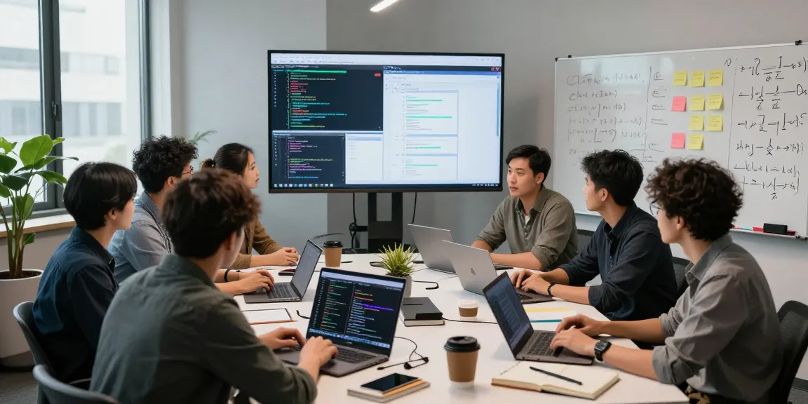 Team collaborating on AI projects, showcasing crush on ai through interactive design and coding