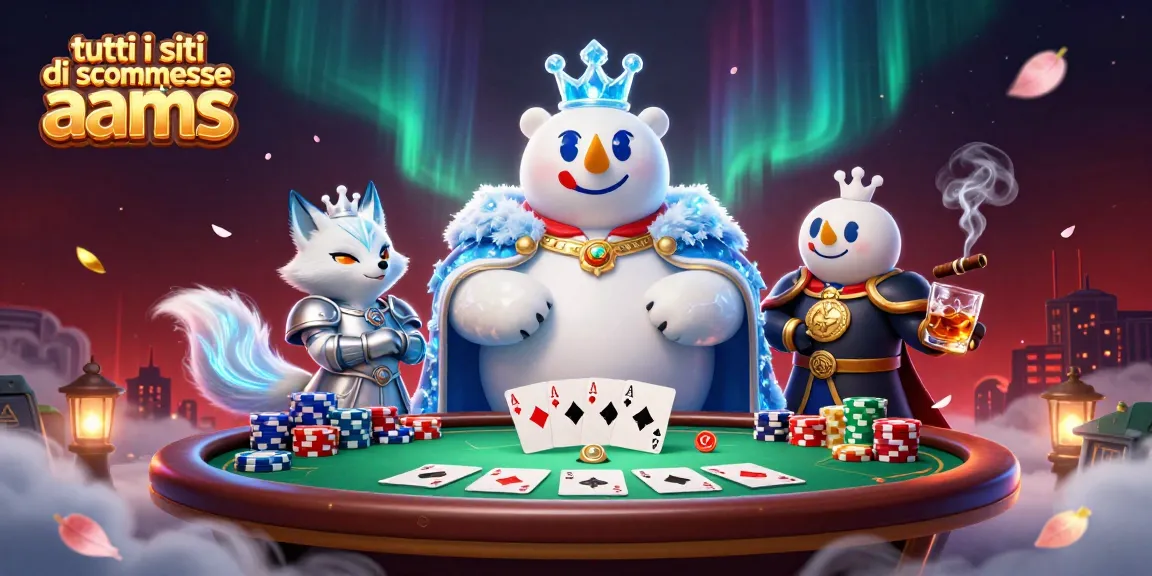 Tutti i siti di scommesse non AAMS, scena di poker animata con personaggi di un orso polare e una volpe.