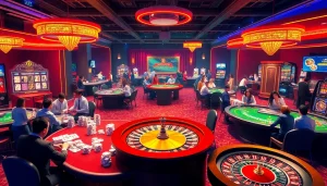 KJC AC 3: Exciting casino gaming scene with vibrant tables, cards, and chips