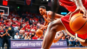 nba중계 정보와 함께 역동적인 농구 경기 장면을 담은 이미지