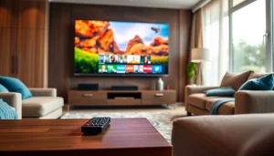 Engaging scene of iron tv showing streaming content in a stylish living room space.