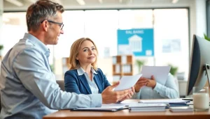 카드 현금화의 방법을 논의하는 전문 금융 컨설턴트와 고객의 장면