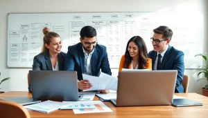 Evaluate Bid-No-Bid Analysis with professionals strategizing in a collaborative office environment.