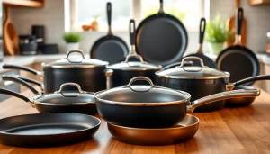 Showcasing the best nonstick pan NZ among various kitchen cookware, highlighting quality and design.