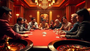 Marvelbet offers an engaging poker experience with players at a high-stakes casino table.