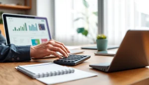 카드현금화 관리를 위해 재무를 계산하는 모습의 전문적인 공간