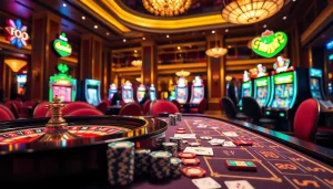 UU88 casino gaming table with vibrant chips and cards in a luxurious setting.