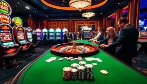 Exciting casino atmosphere with roulette and slot machines at https://f168.today/ for thrilling gambling experiences.